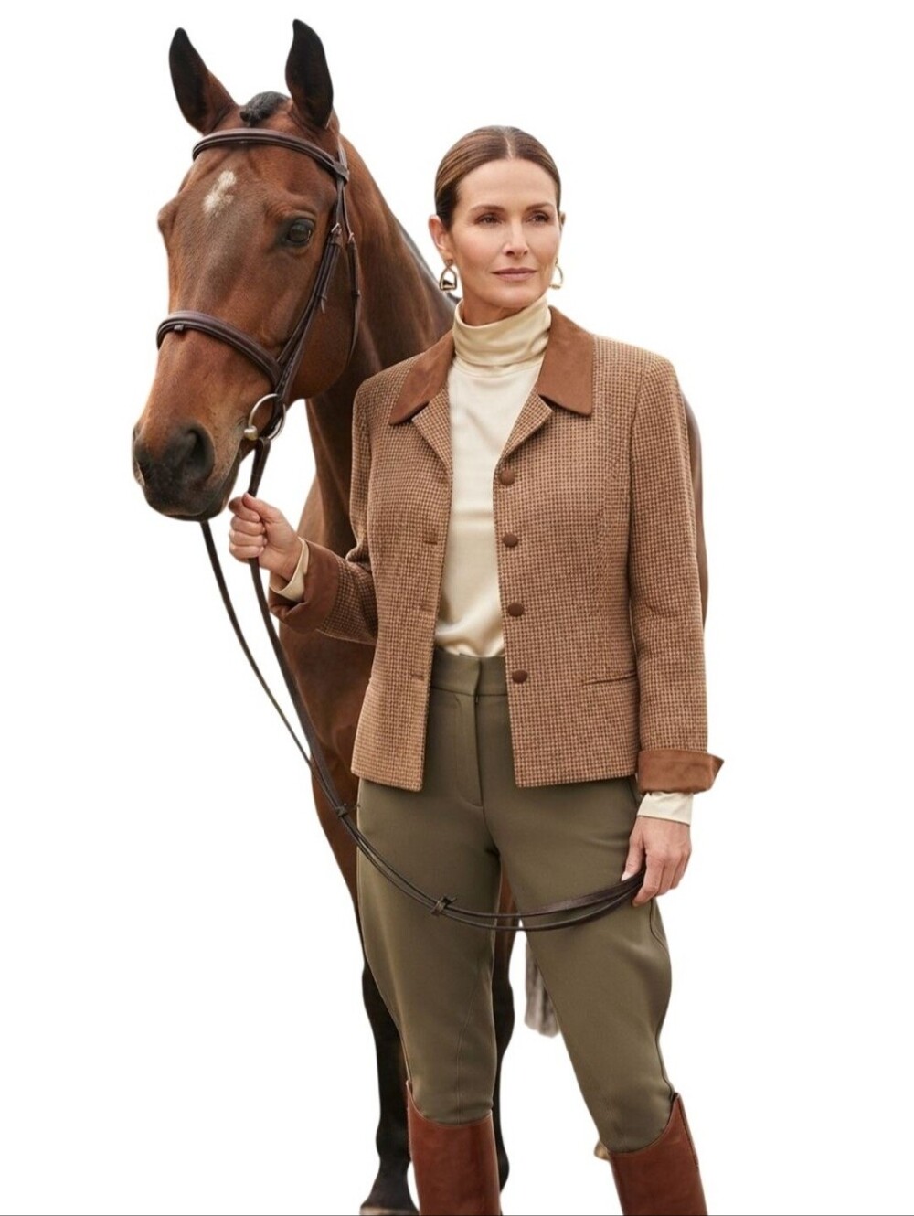 Gianni Sport Vintage Equestrian Western Brown Wool Hounds Tooth Blazer Size 12